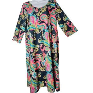 LollyWolly Doodle Paisley Print Long Sleeve Women's Size L Made in USA Lagenlook